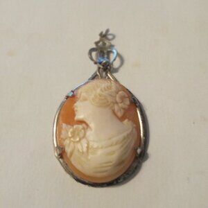 Victorian Ostby Barton Original Shell Cameo Circa Pendant